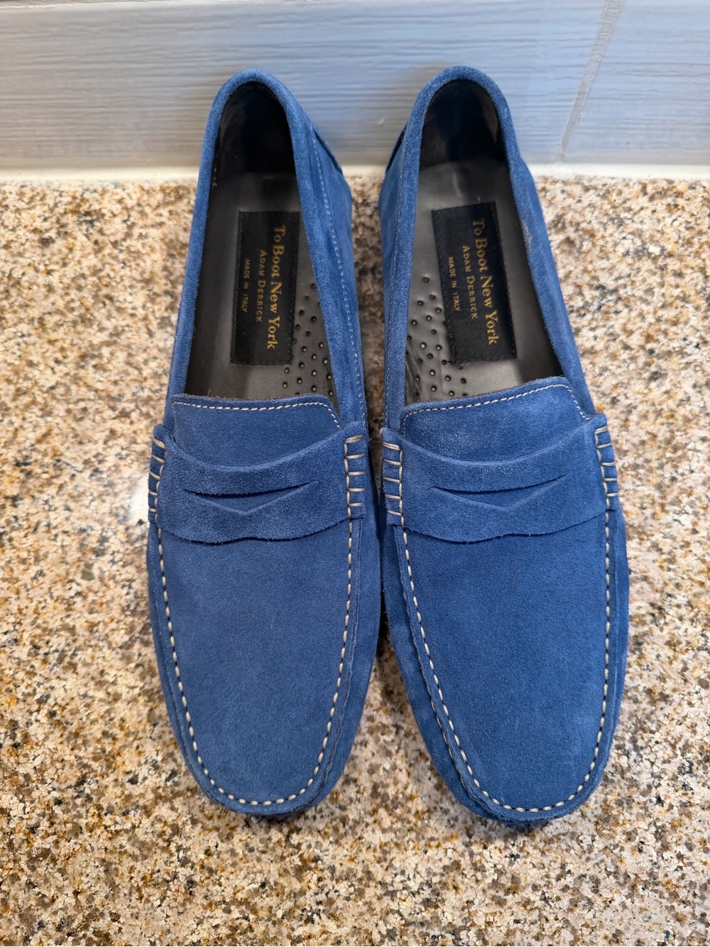 To Boot Blue Suede Penny Loafers
